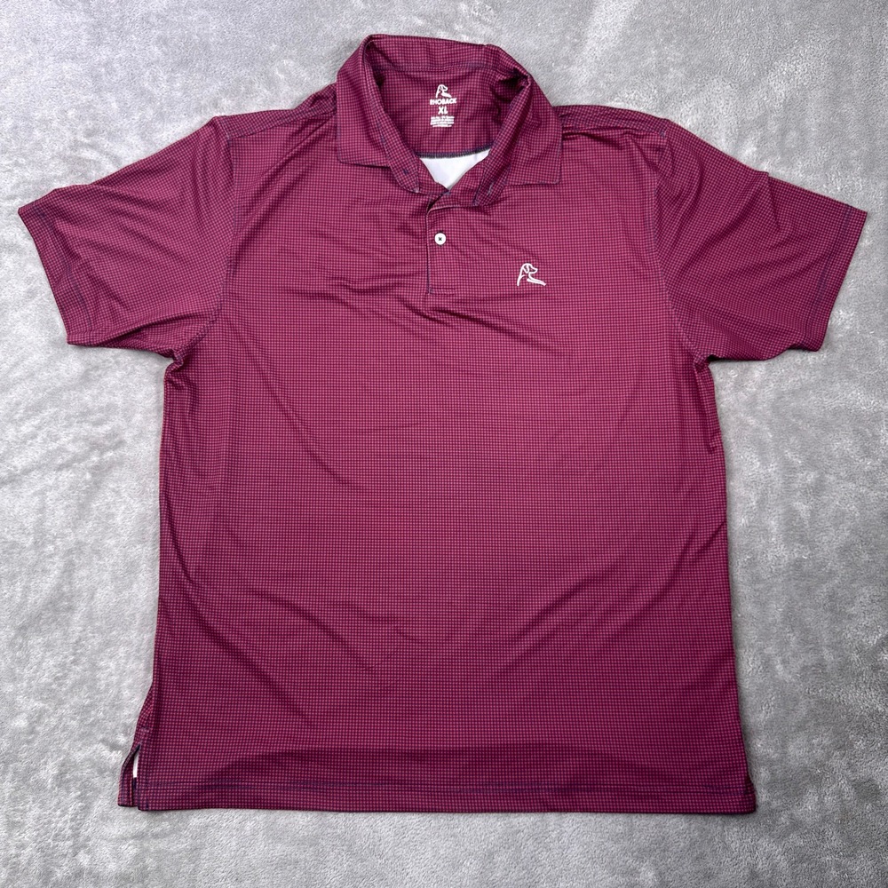 Rhoback Polo Shirt Mens XL Burgundy Houndstooth Performance Golf Top